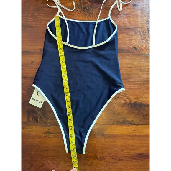 TROPIC OF C Women's Navy Tie Straps Cosmo Scoop Neck One Piece Swimsuit Sz S NWT - Picture 4 of 12